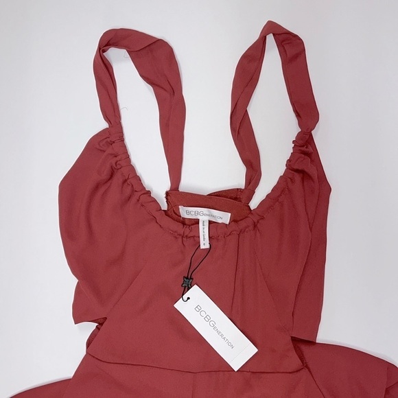 BCBGeneration Women's Cutout Crisscross Back Jumpsuit in Burnt Sienna, Size 6 - Picture 2 of 6